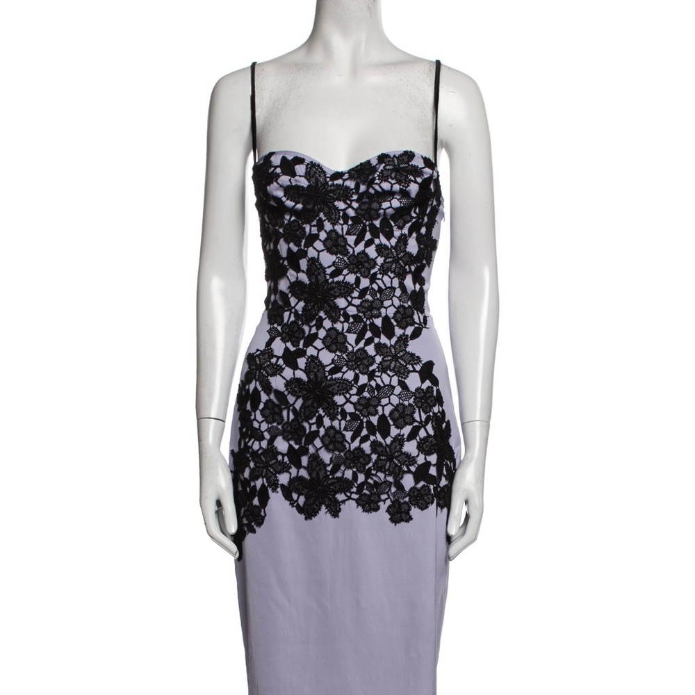 Lela Rose Black and Purple Sheath Dress Spaghetti Strap